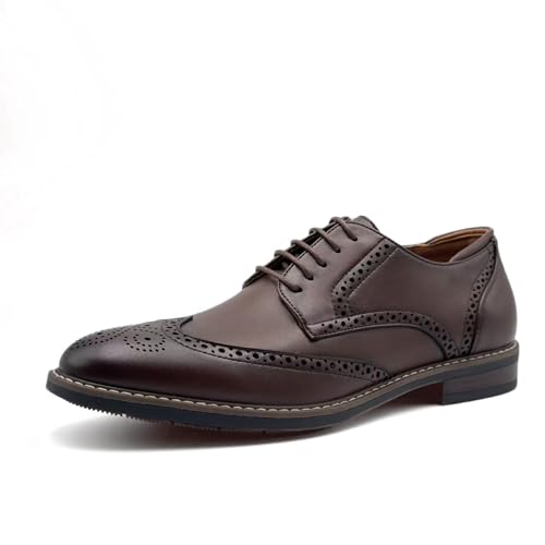 Finishing & Sewing Herren Brogue Oxford Schnürschuhe, Braunes Leder, Klassischer Wingtip-Design (Dunkelbraun, Erwachsene, Herren, 44, Numerisch, EU Schuhgrößensystem, M) von Finishing & Sewing
