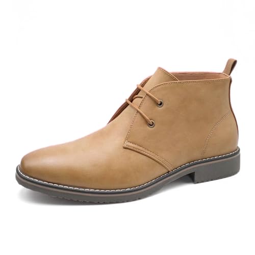Finishing & Sewing Herren Klassisches Kleid Casual Chukka Stiefel Lace Up Desert Ankle Boots (Gelbbraun (2 Augen), Erwachsene, Herren, 44, Numerisch, EU Schuhgrößensystem, M) von Finishing & Sewing