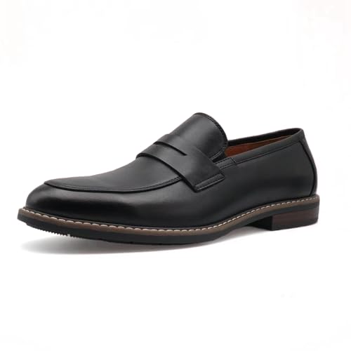 Finishing & Sewing Klassische Herren Penny Loafer, Braunes Leder, Handgenähte Sohle (Schwarz, Erwachsene, Herren, 45, Numerisch, EU Schuhgrößensystem, M) von Finishing & Sewing
