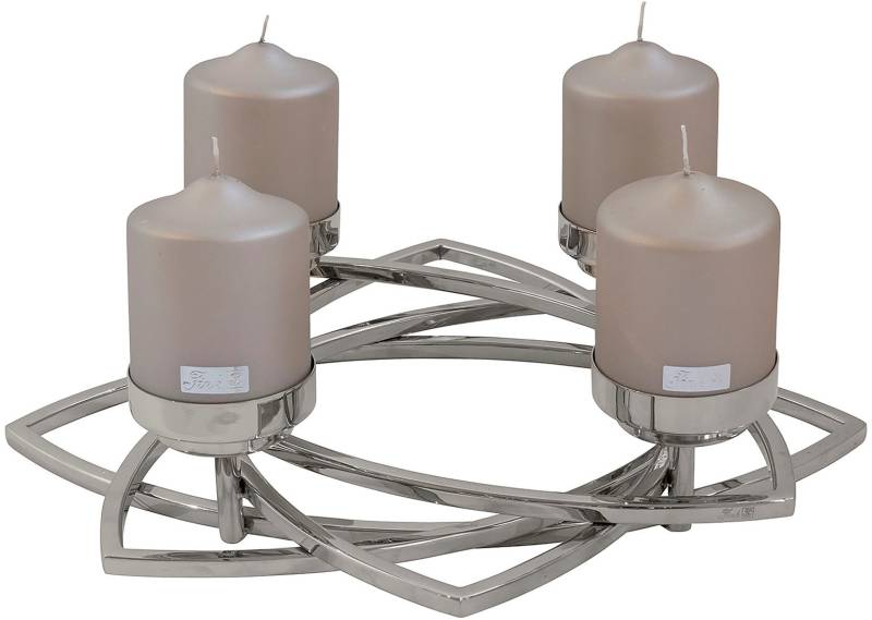 Fink Kerzenleuchter "ZAPPORA" Adventskranz, Leuchterkranz, 4-flammig, vernickelt von Fink