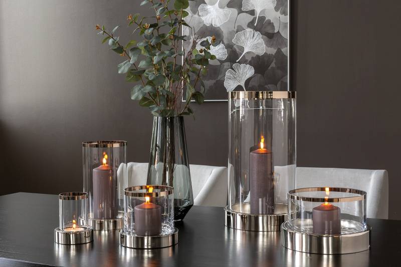 Fink Windlicht "EMPIRE, Kerzenhalter, Dekoglas, elegantes Design" in hochwertiger Qualität mit Platinumauflage und mundgbelasenem Glas von Fink