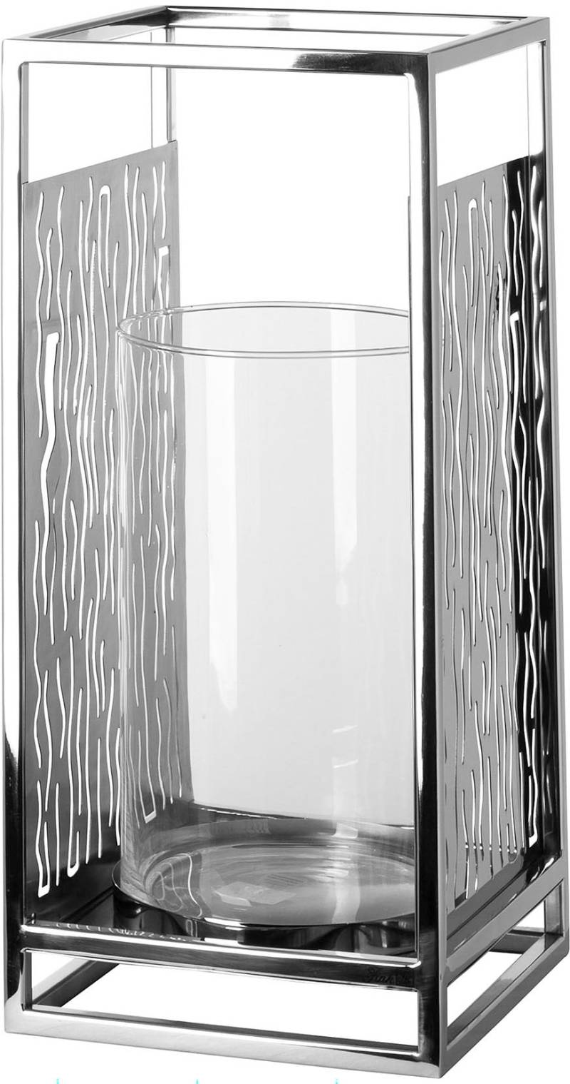 Fink Windlicht "Kerzenhalter NICOSA" aus Edelstahl und Glas, mit ausgestanzten Cut-Outs von Fink