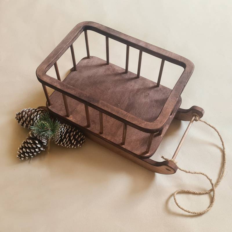 Schlitten Holzschlitten Rodelschlitten Photo Props, Deko Holz Handmade Requisiten Studio Posiert Zubehör von FinkHandmade