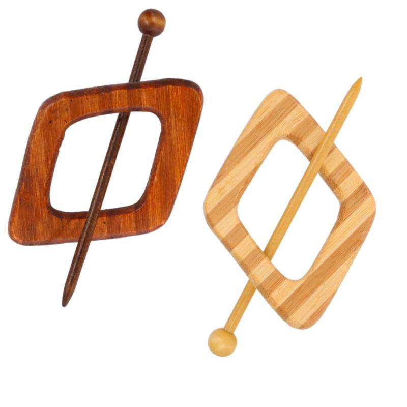 Tuchbrosche Holz Bambus 100mm Tuchschließe Schalspangen Rhombus Brosch Haarbrosche Schließe Schnalle Schalpin Schalnadel von FinkHandmade
