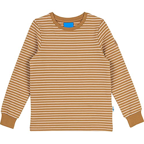 Finkid Rivi Gestreift-Braun - Bequemes weiches Kinder Bio-Baumwoll Langarmshirt, Größe 130-140 - Farbe Cinnamon - Pebb von Finkid