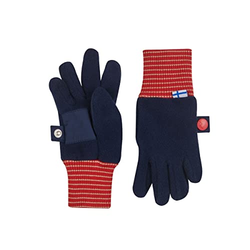 Finkid Sormikas Blau - Warme atmungsaktive Kinder Fleece Fingerhandschuhe, Größe L - Farbe Navy - Red von Finkid