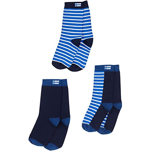 Finkid Sukat Kolme 3-pack Blau - Bequeme Kinder Baumwoll Socken, 3er-Pack, Größe EU 31-34 - Farbe Navy - Denim von Finkid