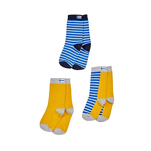 Finkid Sukat Kolme 3-pack Blau-Gelb - Bequeme Kinder Baumwoll Socken, 3er-Pack, Größe EU 27-30 - Farbe Yellow - Storm von Finkid