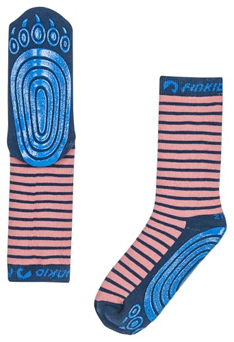 Finkid Tapsut Gestreift-Pink - Vielseitige bequeme Kinder Antirutsch-Socken, Größe EU 23-26 - Farbe Rose - Navy von Finkid