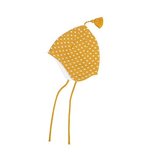 Finkid Tipsa Gelb - Bequeme Kinder Baumwollstrick Zipfelmütze, Größe 50 - Farbe Golden Yellow - Offwhite von Finkid