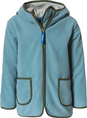 Finkid Tonttu Blau - Warme vielseitige Kinder Zip-In Fleecejacke, Größe 130-140 - Farbe Smoke Blue - Bronze Green von Finkid