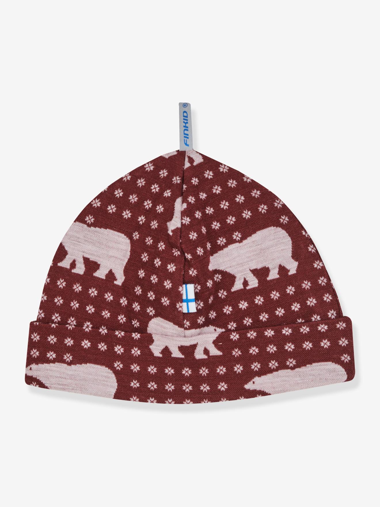 Kinder Strickmütze HITTI NORDIK finkid mit Wolle granatapfel von Finkid