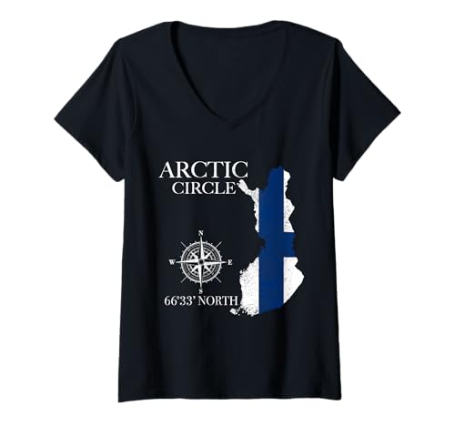 Damen Finnland Arctic Circle Lappland Finnish Souvenir T-Shirt mit V-Ausschnitt Damen Finnland Arctic Circle Lappland Finnish Souvenir T-Shirt mit V-Ausschnitt von Finland Arctic Circle - Souvenirs & Gifts