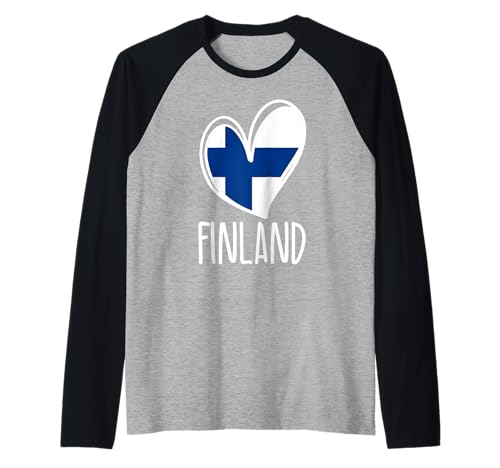 Patriotische finnische Herz-Grafik Finnland-Flagge Kinder Jungen Raglan von Finland Finnish Flag Designs
