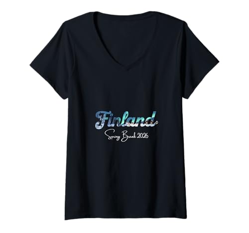 Damen Finnland Spring Break 2025 Urlaubsreisen T-Shirt mit V-Ausschnitt Damen Finnland Spring Break 2025 Urlaubsreisen T-Shirt mit V-Ausschnitt von Finland Spring Break Clothes T-Shirts