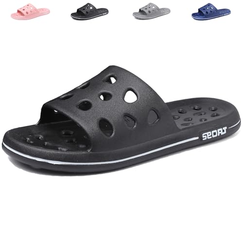 FINLEEO Duschsandalen mit Drainagelöchern - Schnell trocknende Bad- & Fitnessstudio-Hausschuhe für Damen und Herren, F-schwarz, 6.5-7 Women/5.5-6 Men FINLEEO Duschsandalen mit Drainagelöchern - Schnell trocknende Bad- & Fitnessstudio-Hausschuhe für Damen und Herren, F-schwarz, 6.5-7 Women/5.5-6 Men von Finleoo
