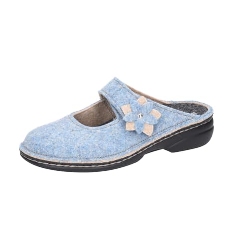 Finn Comfort Arlberg Damen Hausschuhe blau beige Filz (blau, EU Schuhgrößensystem, Erwachsene, Damen, Numerisch, Breit, 40) von Finn Comfort