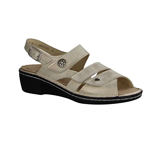 Finn Comfort Aversa Champagne (beige) - Sandale mit Loser Einlage - Damenschuhe Sandale bequem/lose Einlage, Beige, Leder (Nuvola) von Finn Comfort