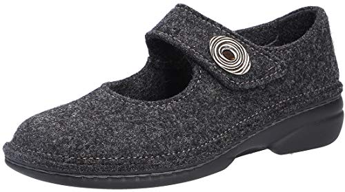 Finn Comfort Damen Hausschuhe Slipper Ramsau Hausschuh Textil Gemütlich Puschen Uni Hausschuh grau Filz von Finn Comfort