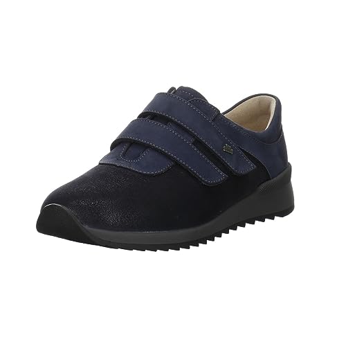 Finn Comfort Damen Slipper Schuhe Ivrea Halbschuh Lederkombination Freizeit Elegant Slip-Ons Uni Ivrea Klettverschluss dunkelblau Damen bequem von Finn Comfort