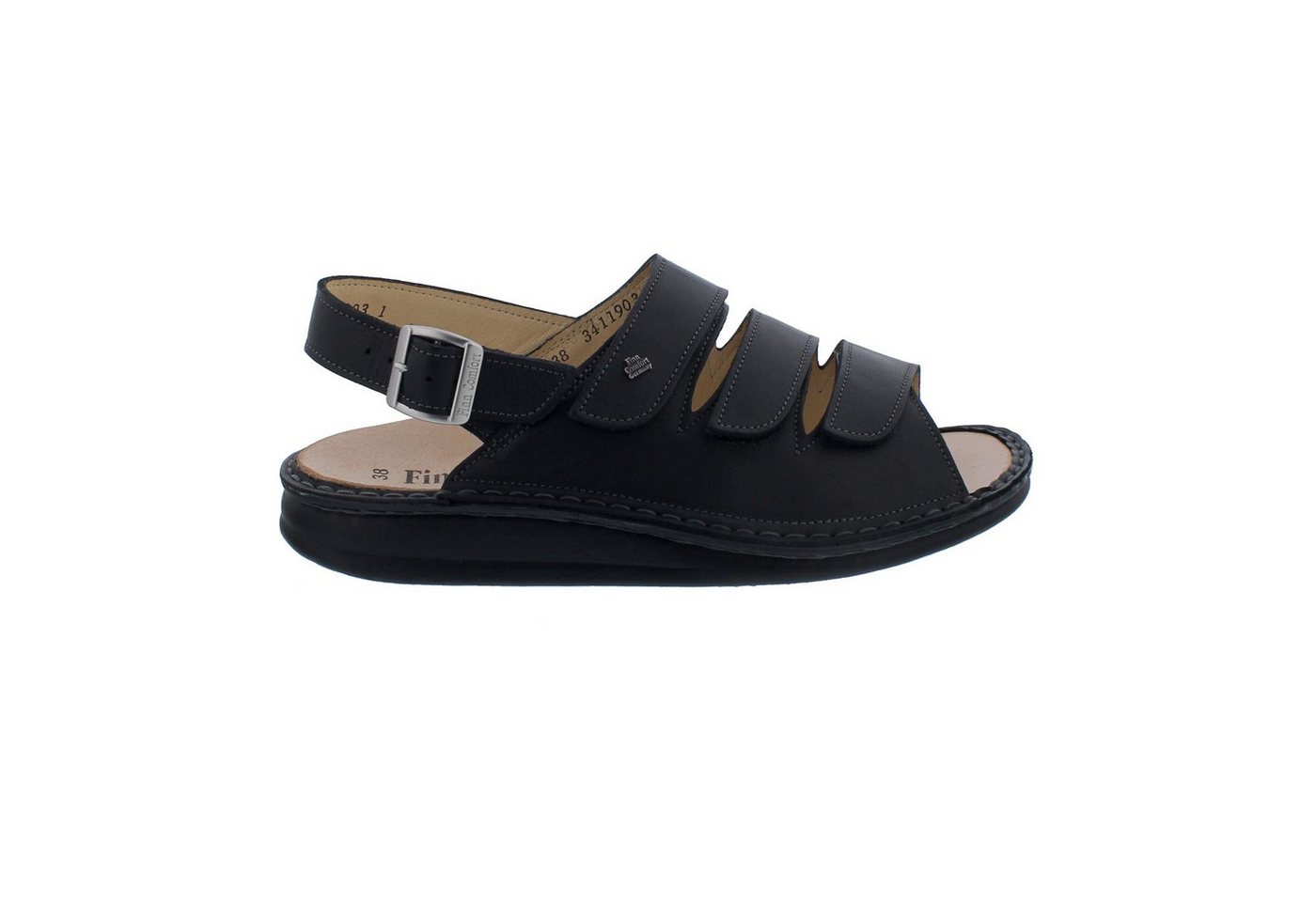 Finn Comfort Finn Comfort Sylt, Herrensandale, Neymar (Glattleder), Schwarz Klett- Sandale von Finn Comfort