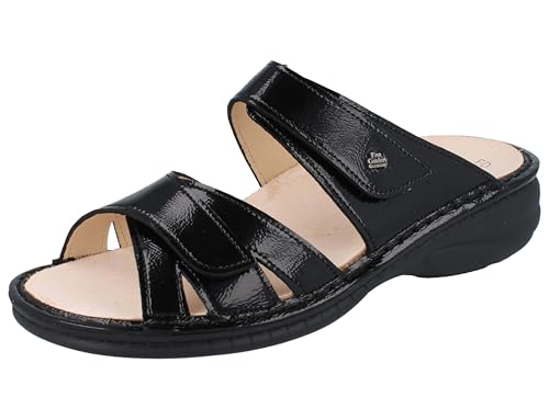 Finn Comfort | Kimbe | Schwarz Knautschlack | Leder | Wechselfußbett | 02625-022099 | Damen Pantoletten (Schwarz, EU Schuhgrößensystem, Erwachsene, Numerisch, M, 42) von Finn Comfort