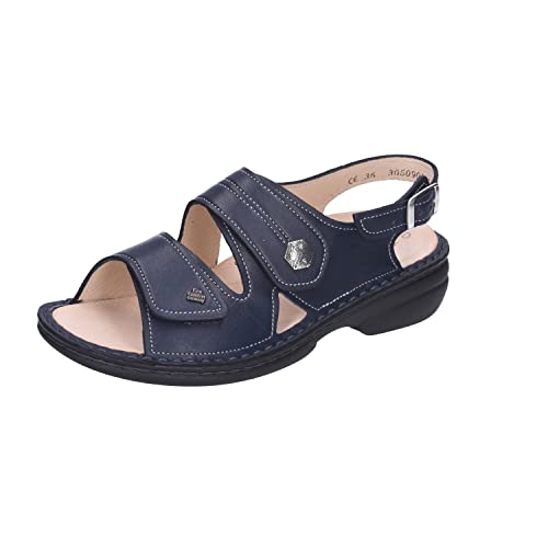 Finn Comfort Milos Atlantic (Blau) - Sandale mit Loser Einlage - Damenschuhe Sandale bequem/lose Einlage, Blau, Leder (nube) Komfort Sandalen für Damen von Finn Comfort