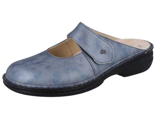 Finn Comfort Stanford Damen Clog Jeans Glattleder (blau, EU Schuhgrößensystem, Erwachsene, Damen, Numerisch, Breit, 38) von Finn Comfort