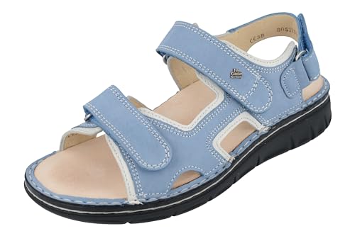 FINN COMFORT Wanaka Soft Damen Sandale blau weiß blue hielo Nubuk Agra Leder von Finn Comfort