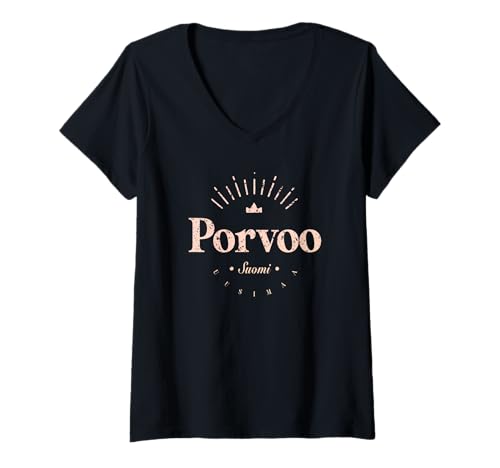Damen Porvoo Finnland | Porvoo Suomi Modern T-Shirt mit V-Ausschnitt von Finnish Contemporary Designs