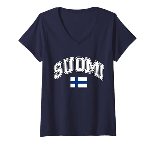 Damen Finnland Finland Suomi Flagge T-Shirt mit V-Ausschnitt Damen Finnland Finland Suomi Flagge T-Shirt mit V-Ausschnitt von Finnland Designs.