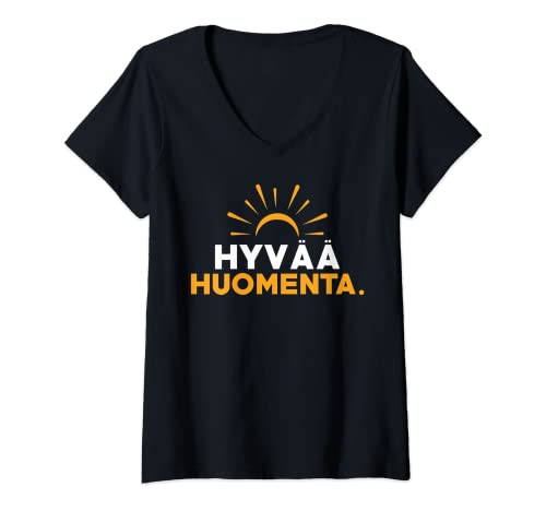 Damen Finnland Finnisch Spruch Guten Morgen Finnisch T-Shirt mit V-Ausschnitt von Finnland Finnisch Spruch