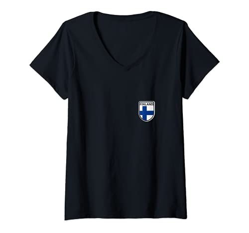 Damen Flagge Finnland T-Shirt mit V-Ausschnitt Damen Flagge Finnland T-Shirt mit V-Ausschnitt von Finnland