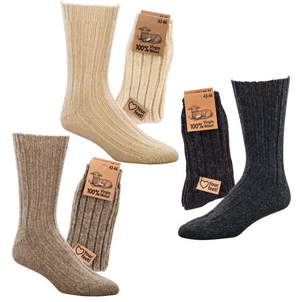 2 Paar 100% Wollsocken "Virgin Wool" von FinnsFelle