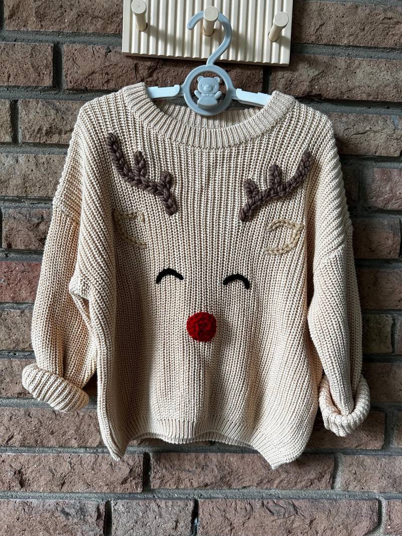 Handbestickter Pullover „Rentier" Für Babies Und Kinder von Finnthebearwear