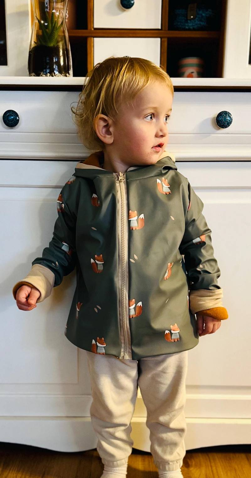 Kinder Regenjacke Mit Fleece - Gefütterte Jacke | Handgemacht Wasserdicht & Warm Regenjackenstoff Außen, Baumwollfleece Innen von FinnundFadenhandmade