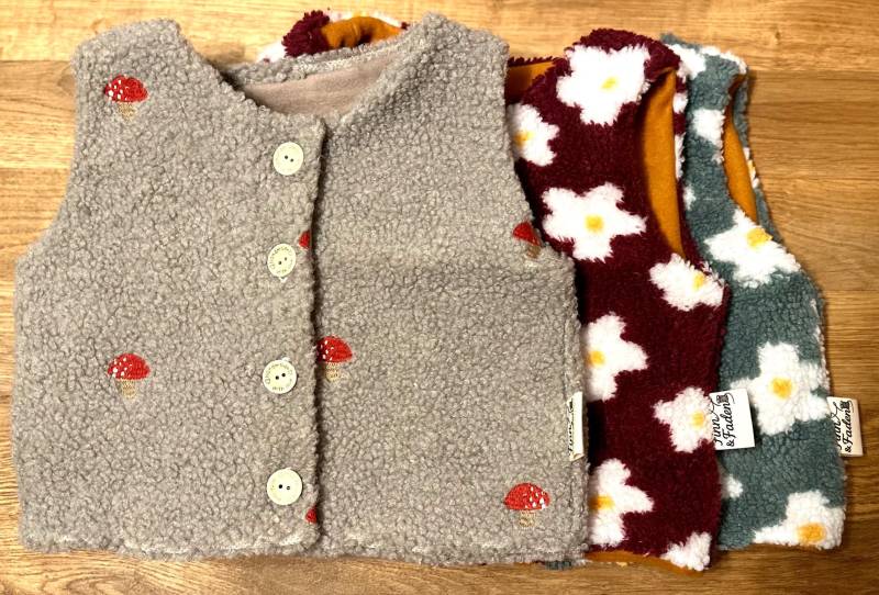 Teddy Weste Für Kinder - Kuschelige Kinderweste Aus Teddyplüsch Gefüttert Mit Baumwollfleece Handmade Warme Den Winter von FinnundFadenhandmade