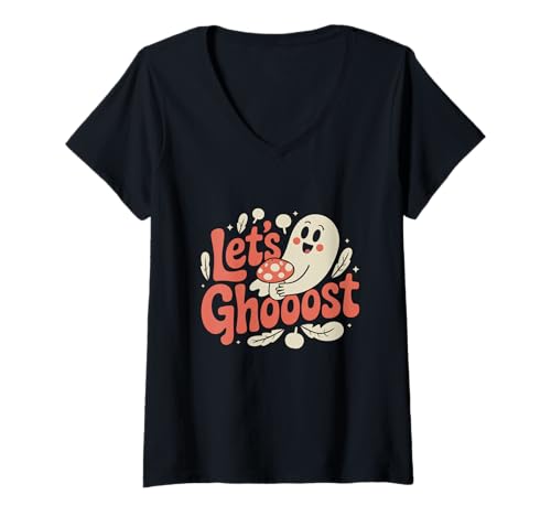 Damen Lustige Geister-Memes Halloween Lustig Gruselig Let's Ghost T-Shirt mit V-Ausschnitt Damen Lustige Geister-Memes Halloween Lustig Gruselig Let's Ghost T-Shirt mit V-Ausschnitt von Finny Ghost Shirts Let’s Ghost Shirt Halloween Tee