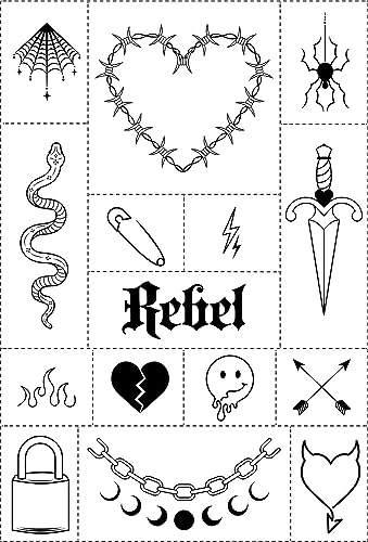 Finoly Temporäre Tattoos 2 Wochen - Wasserfest - Semi Permanent - Für Erwachsene und Frauen - Fake und Klebetattoos (Rebel) von Finoly