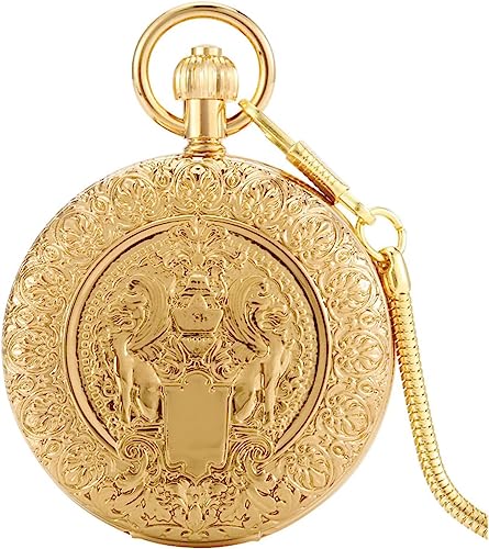 Finoti Gold reines Kupfer mechanische Taschenuhr automatische Selbstaufzug Anhänger Taschenuhr Exquisite Muster Doppeljäger antike Uhr von Finoti