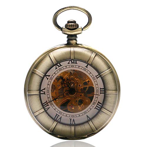 Finoti Herren-Taschenuhr, Double Full Hunter, mechanische Handaufzugs-Halsketten-Anhänger-Taschenuhr, Taschenuhren für Herren von Finoti