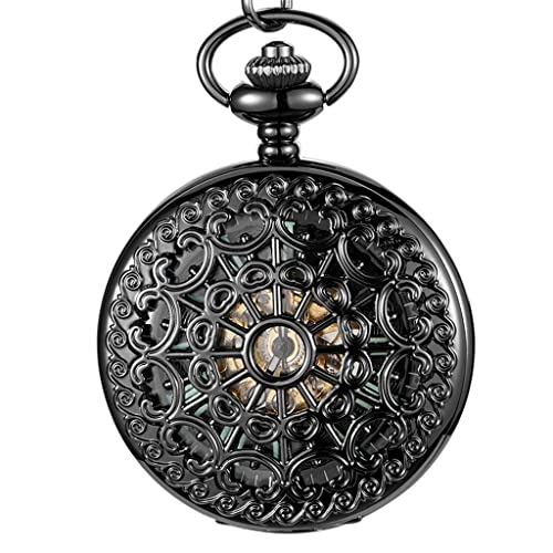 Finoti Mechanische Taschenuhr, hohles schwarzes Zifferblatt, Handaufzug, Herren-Kollektion, Cwatch-Uhr/D von Finoti