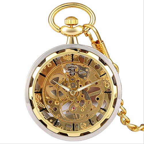 Finoti Taschenuhr, antike mechanische Taschenuhr, hohl, Silber, Gold, Handaufzugsuhr, Steampunk, 30 cm Kette, Anhänger, Uhren, GOL. von Finoti