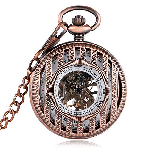 Finoti Taschenuhr, einzigartige Streifen-Handaufzug, mechanische Taschenuhr, Uhren, rotes Kupfer, Steampunk, römisches Zahlenzifferblatt, Stundenuhr, Geschenk von Finoti