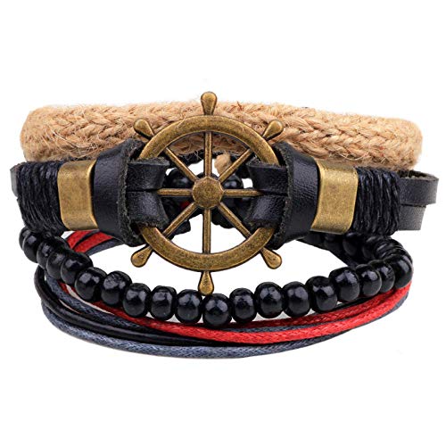 Handgefertigtes Armband für Männer und Frauen, Punk-Wickelleder, gewebtes Armband, Schmuck (D) (D b) von Finoti