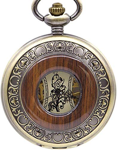 Vintage Massivholz mechanische Taschenuhr FOB Kette Zifferblatt hohl Steampunk Skelett Männer Frauen Uhr Uhren Taschenuhr Geschenke für Familie von Finoti