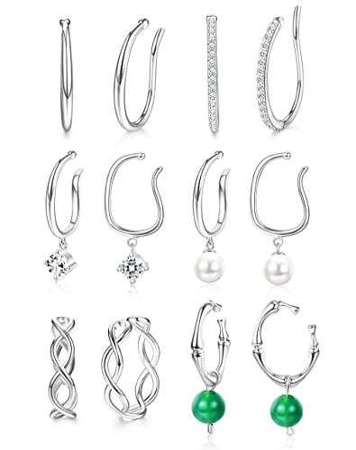 Finrezio 6 Stück Ear Cuff Set Damen Clip On Ohrringe Non-Piercing Ohrclips Ohne Ohrlöcher Damen Gefälschter Durchbohrter Schmuck von Finrezio