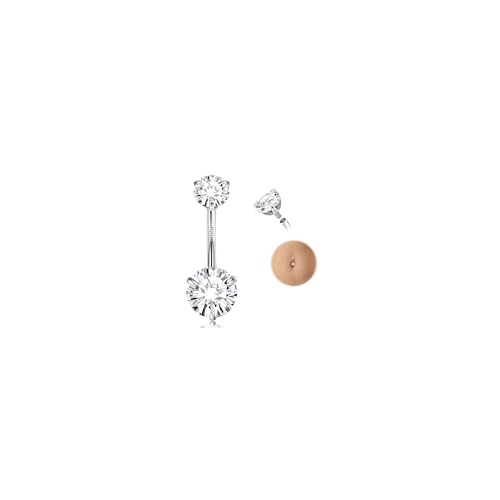 Finrezio 925 Sterling Silber Bauchnabelringe für Damen - Österreich Kristalle Bauchnabelpiercing 14G Körper Schmuck Hypoallergen von Finrezio