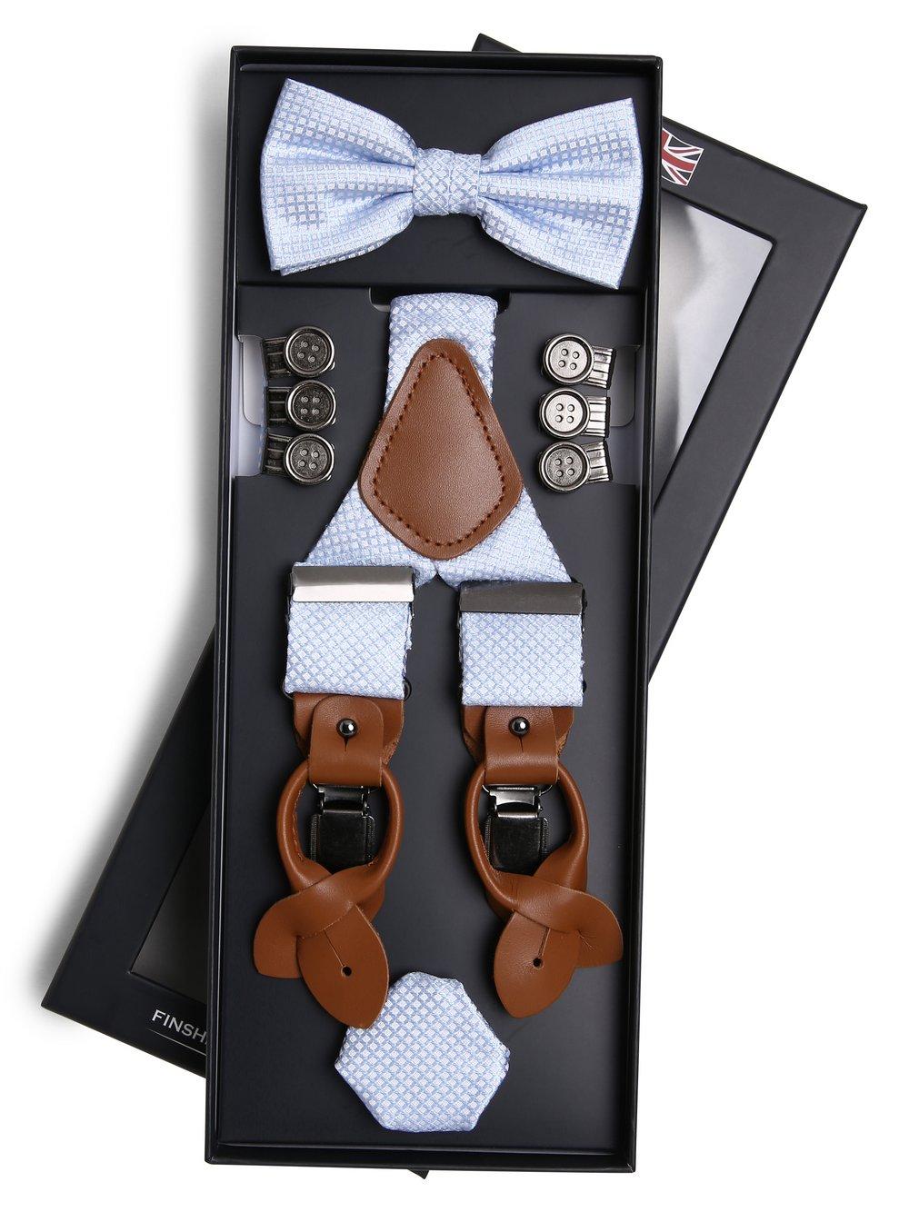 Finshley & Harding London Accessoire-Set aus Seide Herren strukturiert, hellblau von Finshley & Harding