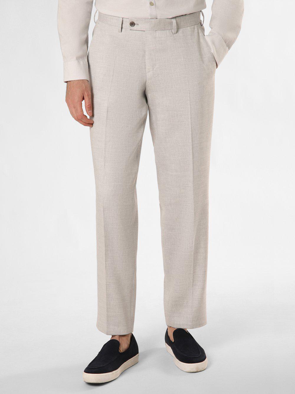 Finshley & Harding London Baukasten-Hose mit Leinen-Anteil Herren Comfort Fit meliert, hellgrau von Finshley & Harding